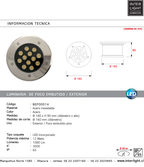 Foco embutido piso exterior acero inoxidable IP 65 Ø18x90 cm 12W - BEFO0014