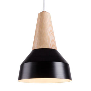 Lámpara colgante metal madera Ø 25.5 cm E27