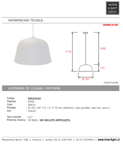 Lámpara colgante metal Ø 25 cm E27 - BRLC0040