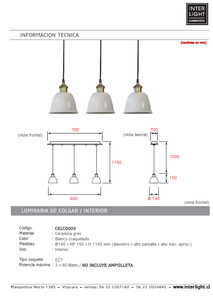 Lámpara colgante cerámica gres 3 luces E27 - A pedido