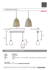 Lámpara colgante cerámica gres 2 luces E27 - A pedido