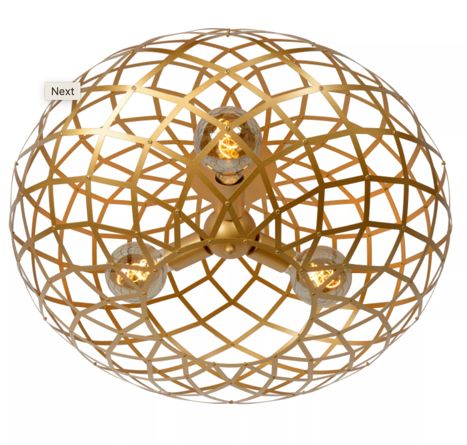 Plafón metal oro mate Ø 65x35 cm 3 luces E27 - LUPL0027