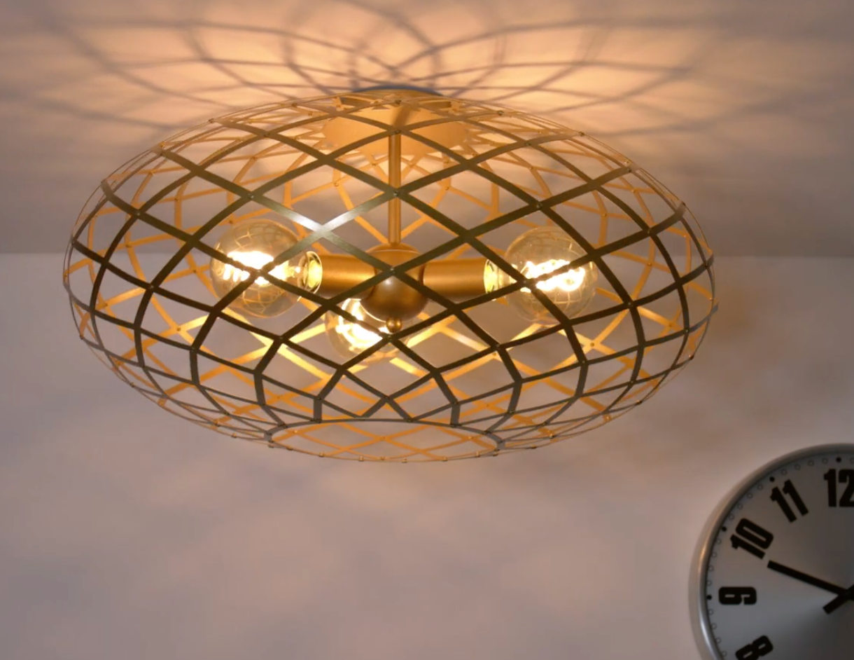 Plafón metal oro mate Ø 65x35 cm 3 luces E27 - LUPL0027