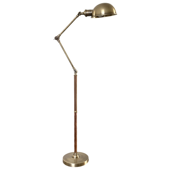 Lámpara de pie metal bronce envejecido, madera café Ø17x1,30 cm E27 - DCLP0005