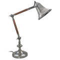 Lámpara sobremesa metal madera plata envejecida Ø15x48 cm E14 - DCLS0005