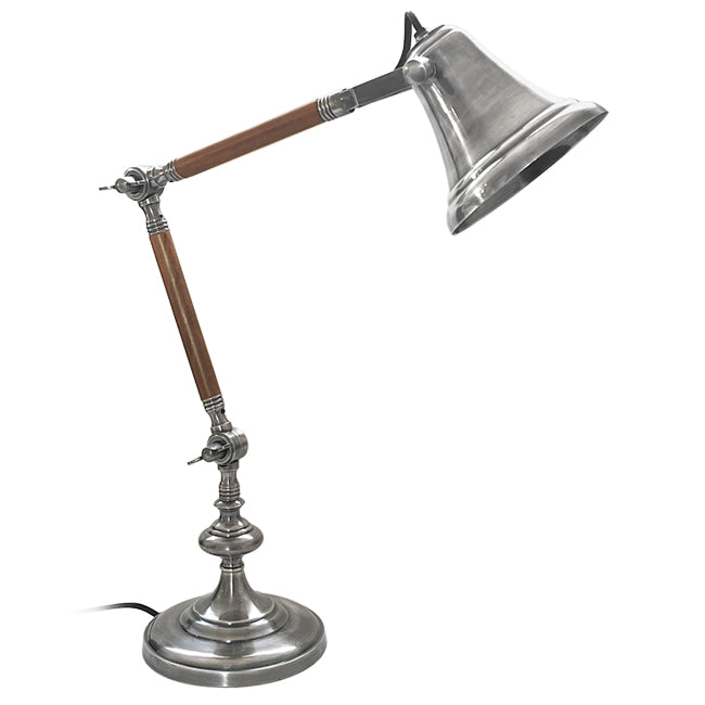 Lámpara sobremesa metal madera plata envejecida Ø15x48 cm E14 - DCLS0005