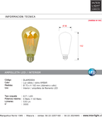 Ampolleta vintage ámbar LED 6W E27 - DLAM0004