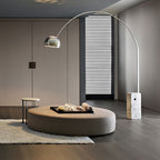 Lámpara de pie arco metal cromo mármol blanco E27 - LGLP0004