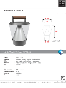 Lámpara sobremesa aluminio gris difusor policarbonato Ø 30 x 39,5 cm LED 20W - EPLS0002