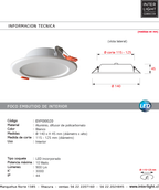 Foco embutido fijo blanco LED 10W - EVFO0020
