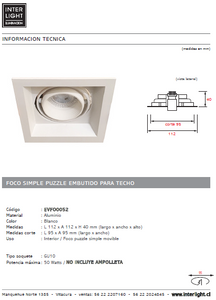 Foco embutido puzzle simple blanco GU10 - EVFO0052
