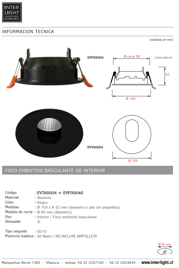 Tapa aluminio negro - EVTA0004