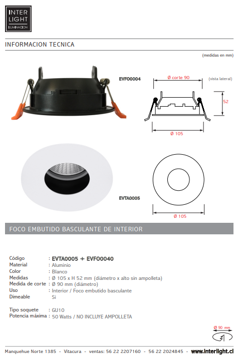 Tapa aluminio blanco - EVTA0005