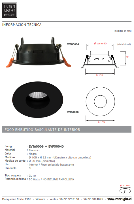 Tapa aluminio negro - EVTA0006