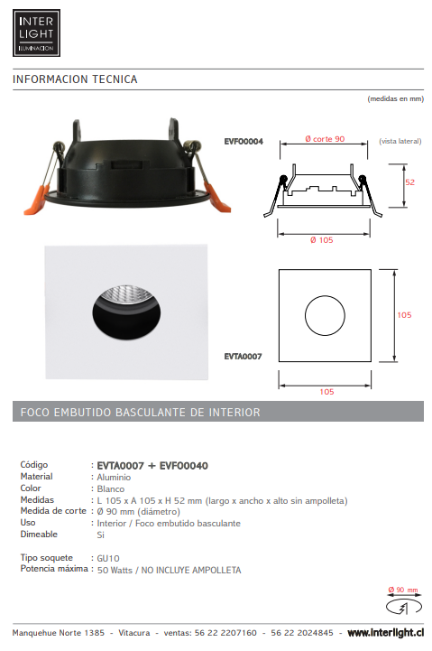 Tapa aluminio blanco - EVTA0007