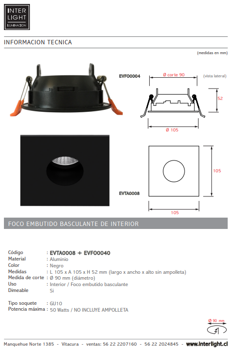 Tapa aluminio negro - EVTA0008