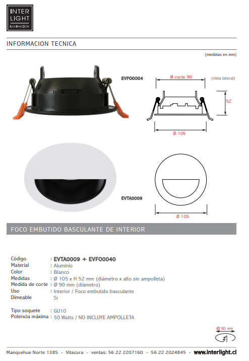 Tapa aluminio blanco - EVTA0009