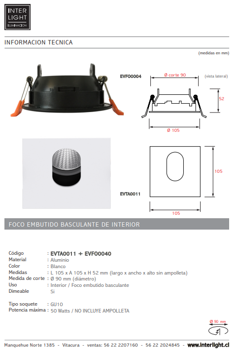 Tapa aluminio blanco - EVTA0011