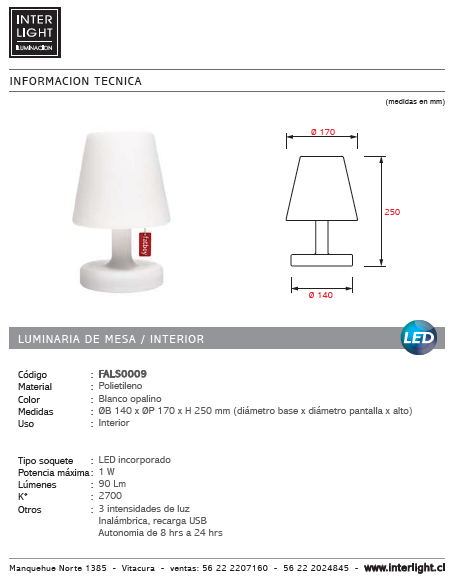 Lámpara sobremesa recargable - EDISON THE PETIT - FALS0009