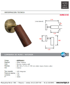 Foco muro bronce madera café LED 2W - GOFO0001