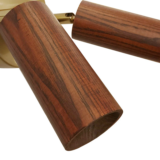Foco muro bronce madera café 2 luces LED 2W - GOFO0002