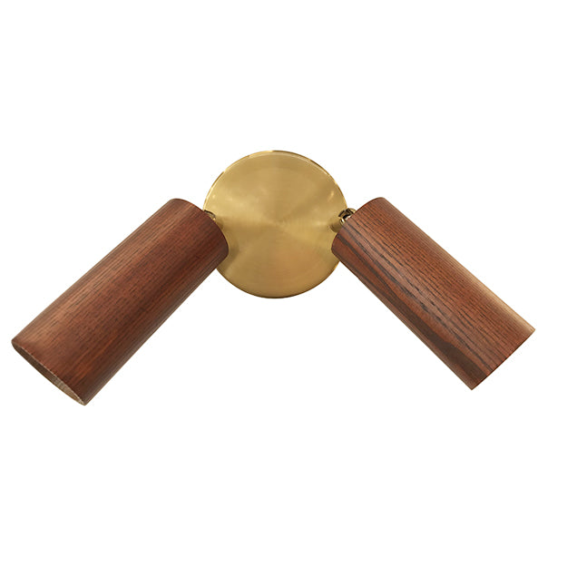 Foco muro bronce madera café 2 luces LED 2W - GOFO0002