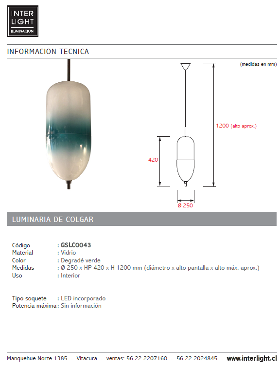 Lámpara colgante degradé verde - GSLC0043