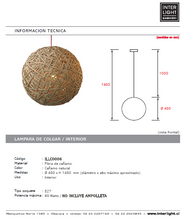 Cargar imagen en el visor de la galería, Lámpara colgante fibra de cañamo natural  Ø 48 cm E27 - ILLC0006
