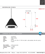 Lámpara colgante negro LED Ø12 cm 11W - JGLC0020