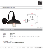Aplique metal negro mate Ø25x33,5x24 cm E27 - KKAP0005