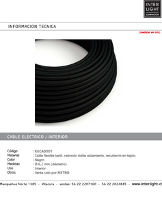 Metro de cable negro textil - KKCA0001