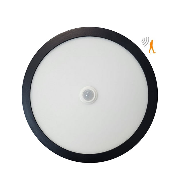 Plafón aluminio negro con sensor de movimiento Ø21x2,8 cm LED 18W - KOPL0002