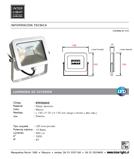 Proyector de área exterior LED 10W - KYFO0005