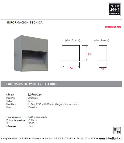 Foco gris exterior LED 2W - LDFO0024