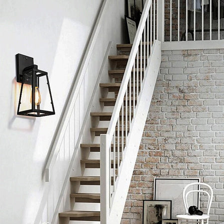 Apliqué metal vidrio negro 17x35 cm E27 - LGAP0045