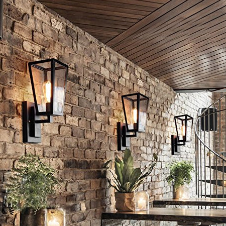 Apliqué metal vidrio negro 17x35 cm E27 - LGAP0045