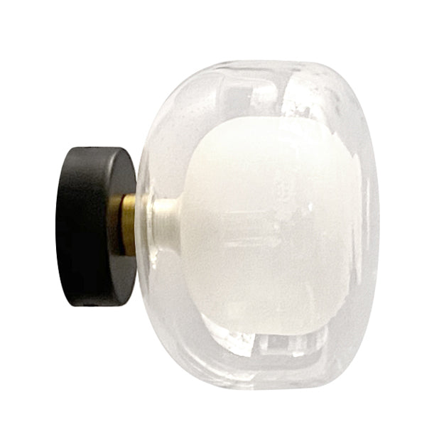 Apliqué metal vidrio negro Ø16x14 cm G9 - LGAP0064