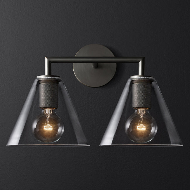 Aplique metal vidrio grafito 45x23 cm 2 luces E27 - LGAP0090