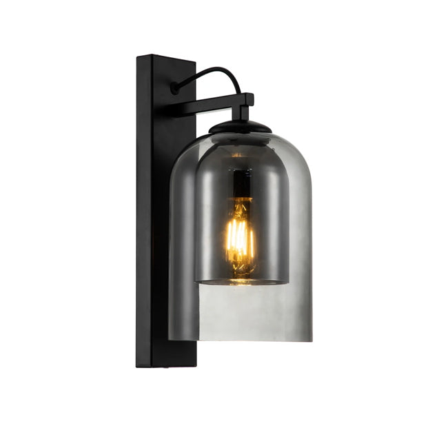 Aplique metal vidrio humo negro Ø15X19X34 cm E27 - LGAP0103