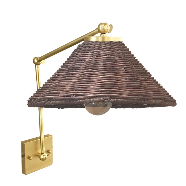 Apliqué metal bronce pantalla ratán Ø30x45x39 cm E27 - LGAP0113