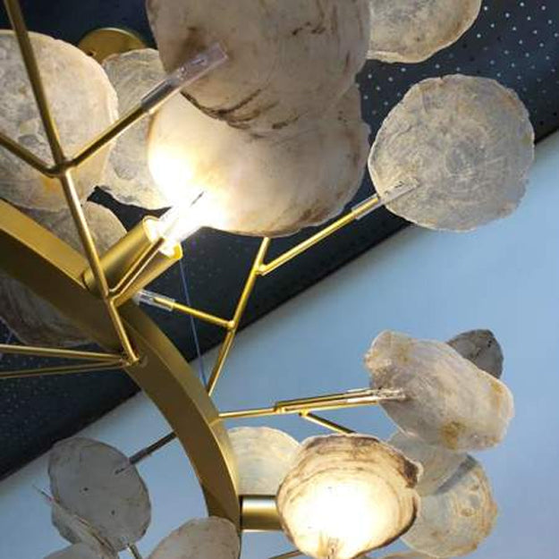 Lámpara colgante metal conchas bronce Ø92cm 9 luces G9 - LGLC0036