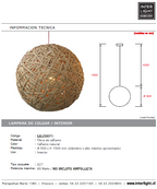 Lámpara colgante fibra de cañamo Ø 50 cm E27 - LGLC0071