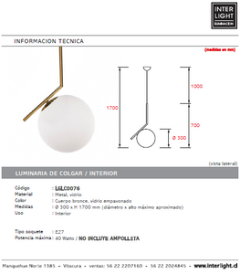 Lámpara colgante vidrio bronce Ø 30 cm E27 - LGLC0076