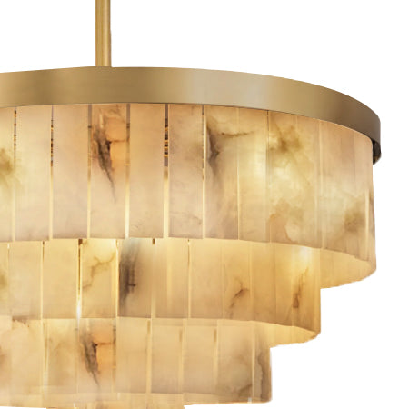 Lámpara colgante metal bronce alabastro blanco jaspeado Ø81x1,51 cm 16 luces E14 - LGLC0127