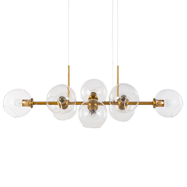 Lámpara colgante bronce vidrio transparente 110 cm 8 luces E27 - LGLC0138