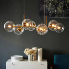 Lámpara colgante bronce vidrio transparente 110 cm 8 luces E27 - LGLC0138