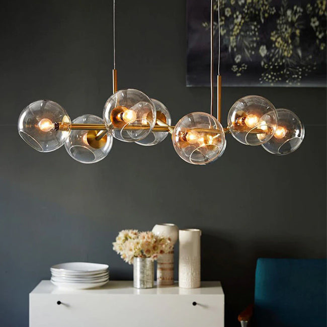 Lámpara colgante bronce vidrio transparente 110 cm 8 luces E27 - LGLC0138