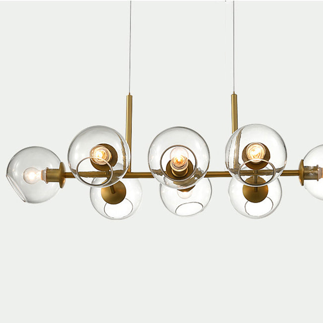Lámpara colgante bronce vidrio transparente 110 cm 8 luces E27 - LGLC0138