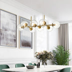 Lámpara colgante bronce vidrio transparente 110 cm 8 luces E27 - LGLC0138