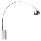 Lámpara de pie arco metal cromo mármol blanco E27 - LGLP0004